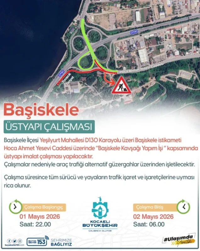 D-130 Karayolu Başiskele’de kapanıyor!
