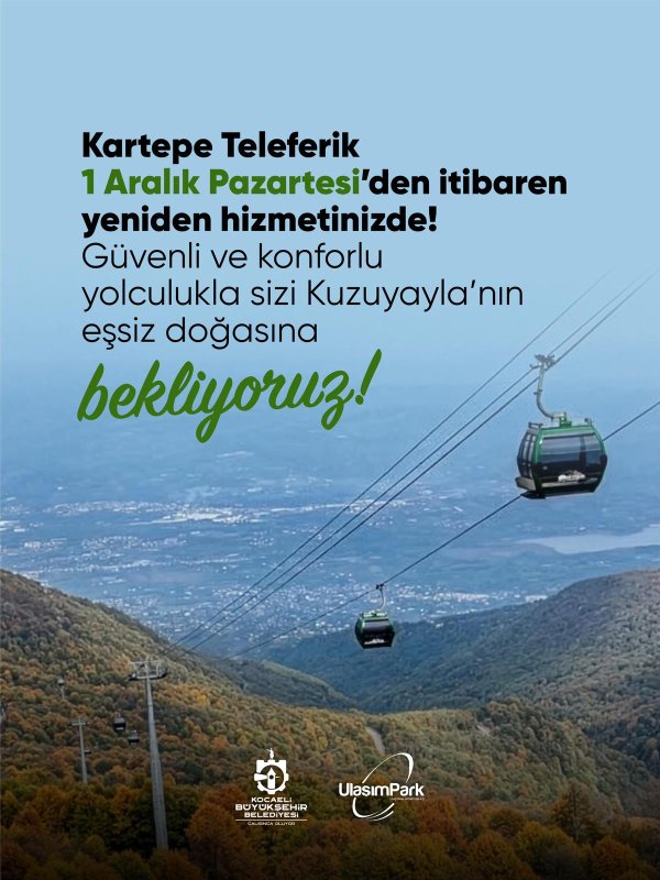 Kartepe Teleferik’te bakım çalışmaları tamam