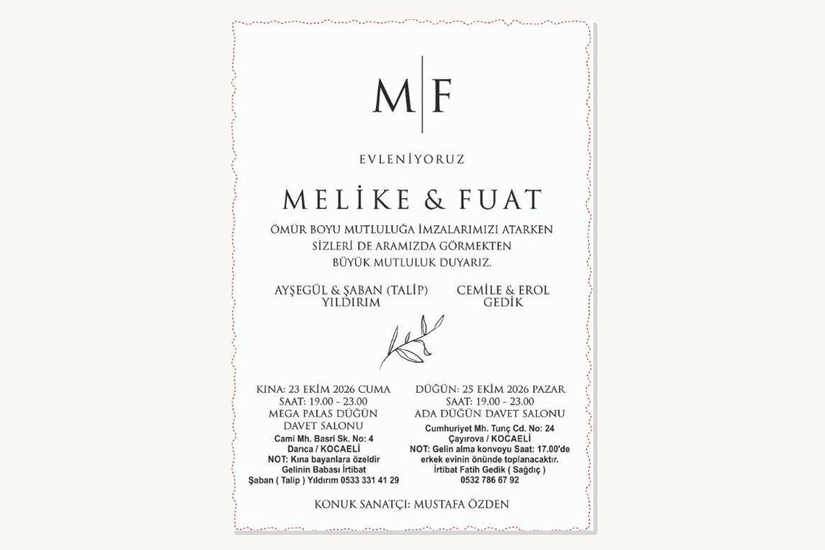 Melike ve Fuat dünyaevine giriyor