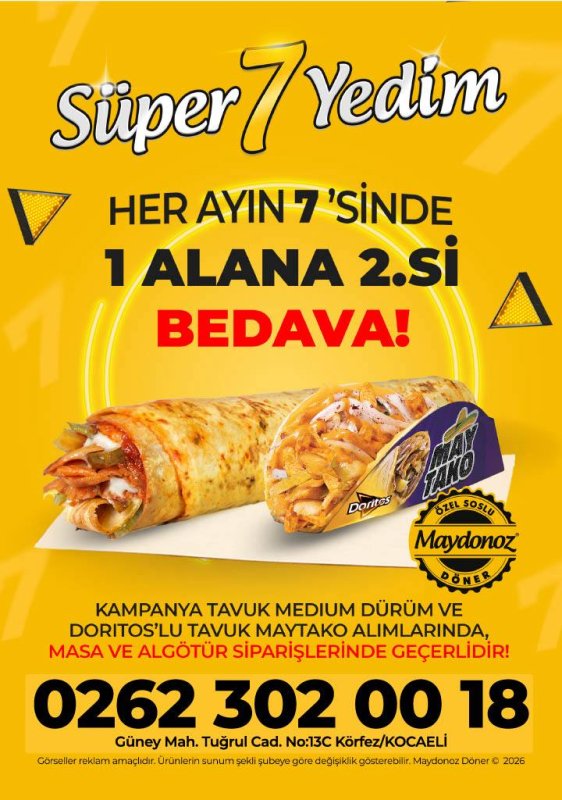 Körfez’de Lezzet Dolu Kampanya: Her Ayın 7’sinde 1 Alana 1 Bedava!