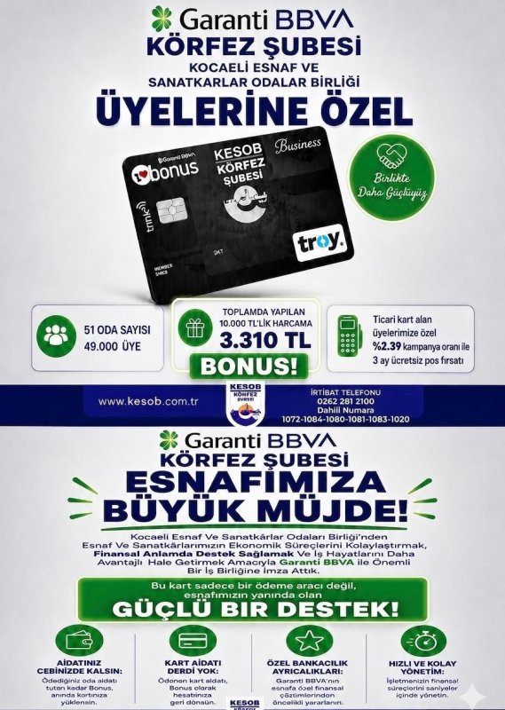 Körfez Esnafına Müjde: Oda Aidatı Garanti BBVA'dan!