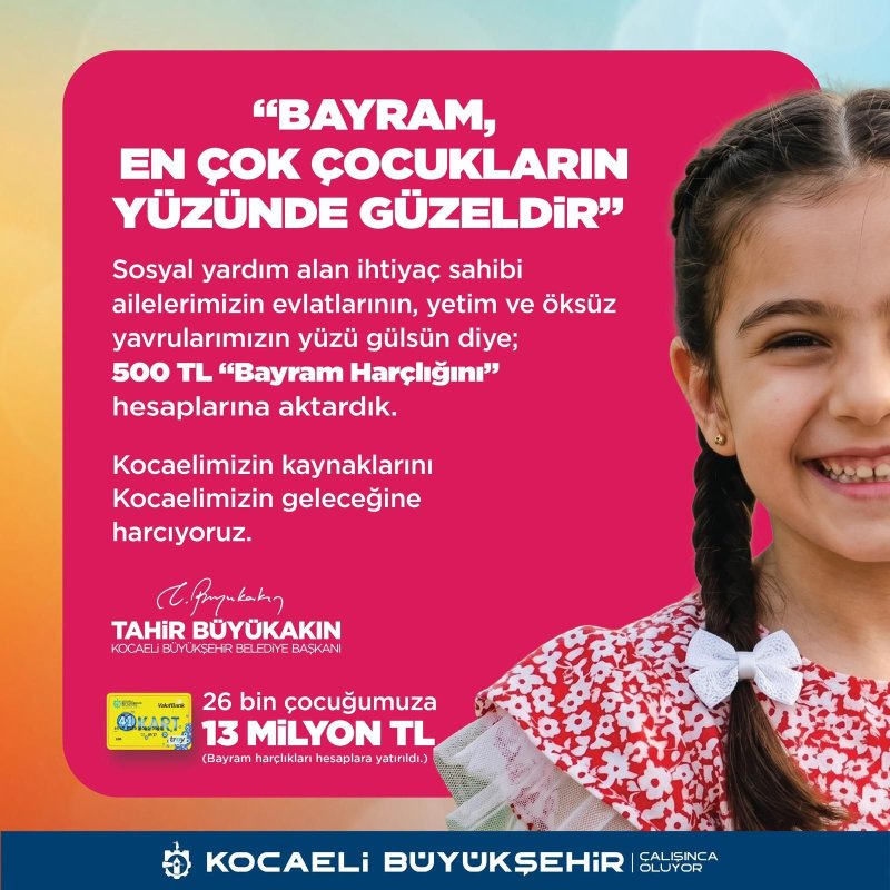 26 bin 500 çocuğa Büyükşehir’den bayram harçlığı